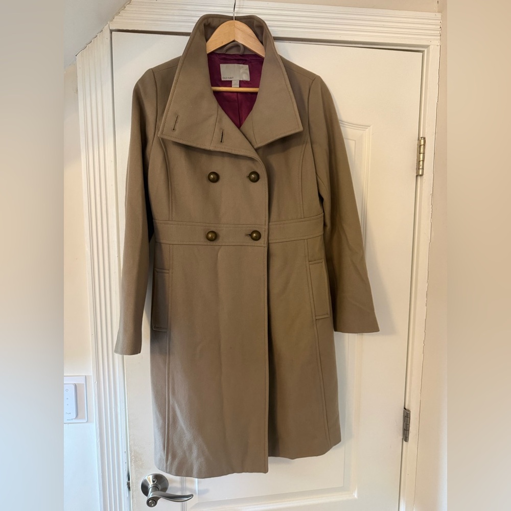 Old Navy Women's Beige Double-Breasted Trench Coat